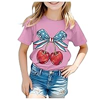 Toddler Girls Boys 4th of July T-Shirt Red White Blue Tops Tee Cute Short Sleeve Crew Neck Memorial Day Tees Tops 4-10 Years