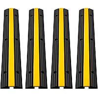 4 Pack of 1-Channel Rubber Cable Protector Ramps Heavy Duty 18000Lbs Load Capacity Cable Wire Cord Cover Ramp Speed Bump Driveway Hose Cable Ramp Protective Cover