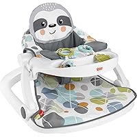 Baby Portable Chair with Snack Tray, Sit Me Up Floor Seat with Linkable Clacker & Teether Toys, Cute Sloth