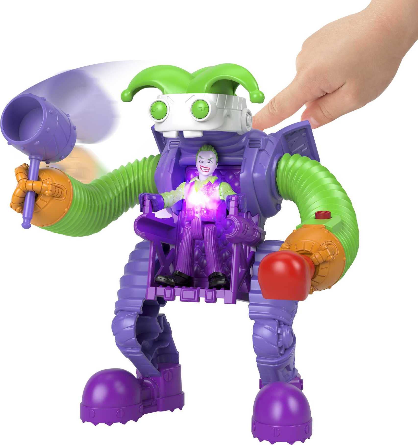 Imaginext Dc Super Friends the Joker Battling Robot, 3-Piece Figure Set with Lights for Preschool Kids