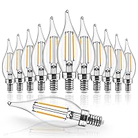 Hizashi E12 Candelabra Bulbs 40 watt Equivalent, 90+ CRI E12 LED Bulb Dimmable Flame Tip Chandelier Light Bulbs, 4W 450LM 2700K Soft Warm White, CA10, UL Listed,12 Pack
