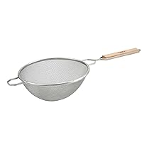 Winco MS2K-10D Strainer, 10.5-Inch Diameter, Double Fine Mesh, Medium, Stainless Steel, Tan