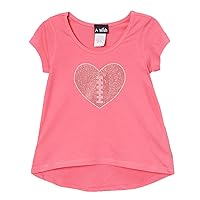 Pink Hi Lo Girls T-Shirt Short Sleeve with Football Heart