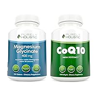 Magnesium Glycinate 400mg + CoQ10 100mg with Organic Olive Oil Bundle - 270 Tablets & 240 Softgels