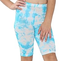 Kids Girls Cycling Shorts Tie Dye Print Blue Summer Short Knee Length Half Pants