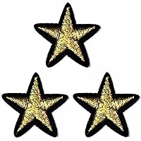 Kleenplus 3pcs. Mini Gold Star Embroidered Iron On Sew On Badge for Jeans Jackets Hats Backpacks Shirts Sticker Stars Appliques & Decorative Patches