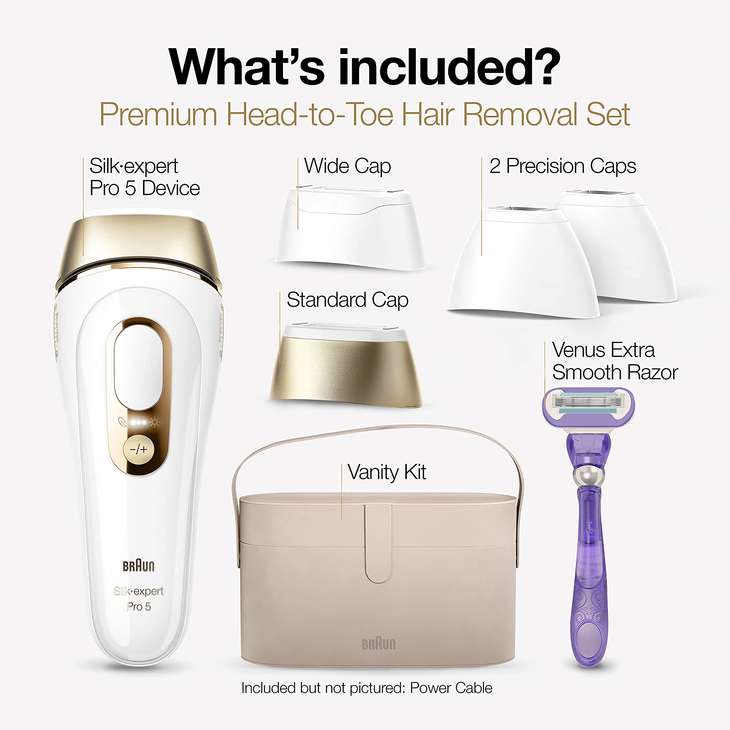 Braun IPL Long-lasting Hair Removal System for Women and Men, NEW Silk Expert Pro 5 PL5347, Head-to-toe Usage, for Body & Face, Alternative to Salon Laser Hair Removal, With 3 Extra Caps