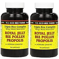 Royal Jelly Bee Pollen Propolis plus Korean Ginseng, 90 Capsules (2Pack)