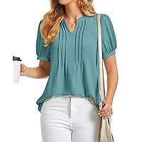 BISHUIGE Womens Summer Tops V-Neck Casual Loose T-Shirt Fashion Lantern Sleeves Blouses