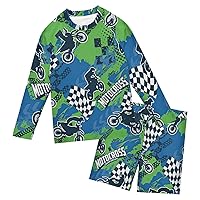 Motocross Boys Rash Guard Sets 2Pcs Kids Boys Rashguard Sets Baby Swimsuit Boy