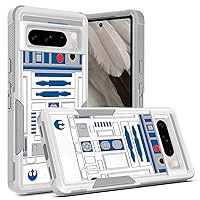 for Google Pixel 8 Pro, R2D2 Robot White Pattern Shock-Absorption Hard PC and Inner Silicone Hybrid Dual Layer Armor Defender Case for Google Pixel 8 Pro