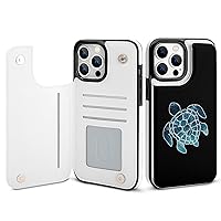 Sea Turtle Flip Phone Case with Card Holder Protective Wallet Case Cover Compatible with iPhone 13 Pro Max