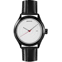 PICONO Phase Concentric Time and Date Water Resistant Analog Quartz Watch - No. 7904 (Black/White)
