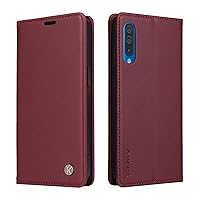 Case for Samsung Galaxy A50 PU Leather Wallet Case Cover,Samsung Galaxy A50 Flip Folio Case with Card Holders,Magnetic Phone Case Compatible with Samsung Galaxy A50,Wine Red