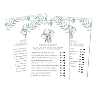 Who Said it Game Mommy Or Daddy 50 Sheet Fun Baby Shower Game Baby Elephant Gender Neutral Party Supply
