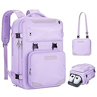Maelstrom Travel Backpack for Women Men,35L Laptop Backpack Fits 17-Inch Laptop,Waterproof Carry On Backpack for Airplanes with Detachable Crossbody Bag&Shoe Compartment,Purple