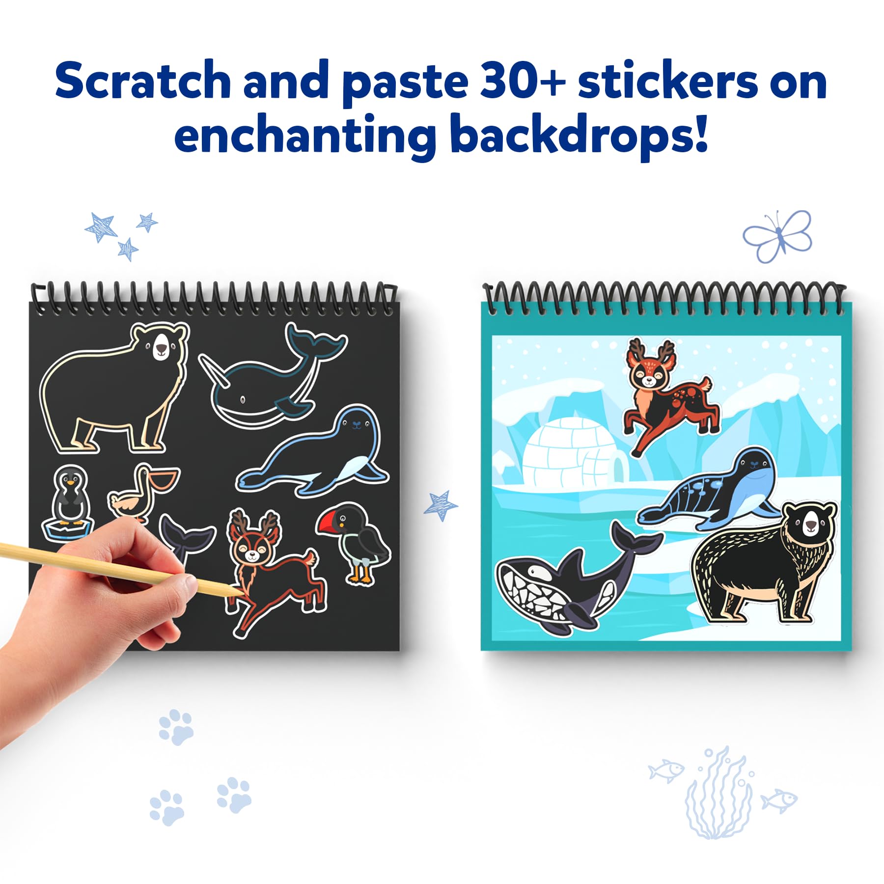 Skillmatics Foil Fun & Magical Scratch Art Book with Animals Theme Bundle, Art & Craft Kits, DIY Activities for Kids
