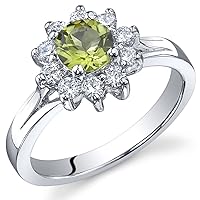 PEORA Ornate Floral 0.50 carat Peridot Ring in Sterling Silver Sizes 5 to 9