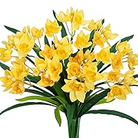 6PCS Artificial Spring Flowers Yellow Fake Daffodil Flowers Narcissus Flowers for Home Outdoor Indoor Window Box Front Door Easter Party Table Decorations (14.56