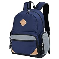 College Backpack Lightweight Basic Backpacks Casual Daypack with 2 Side Pockets (Blue)