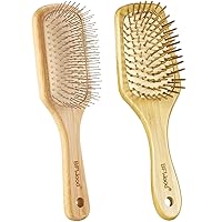 BFWood Bamboo Paddle Hair Brush Set - Steel Bristles for Anti-Static, Bamboo bristles Geart for massaging