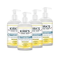 Kirk's Odor-Neutralizing Clean Hand Soap Castile Liquid Soap Pump Bottle | Moisturizing & Hydrating Kitchen Hand Wash | Lemon & Eucalyptus Scent | 12 Fl Oz. Bottle | 4-Pack
