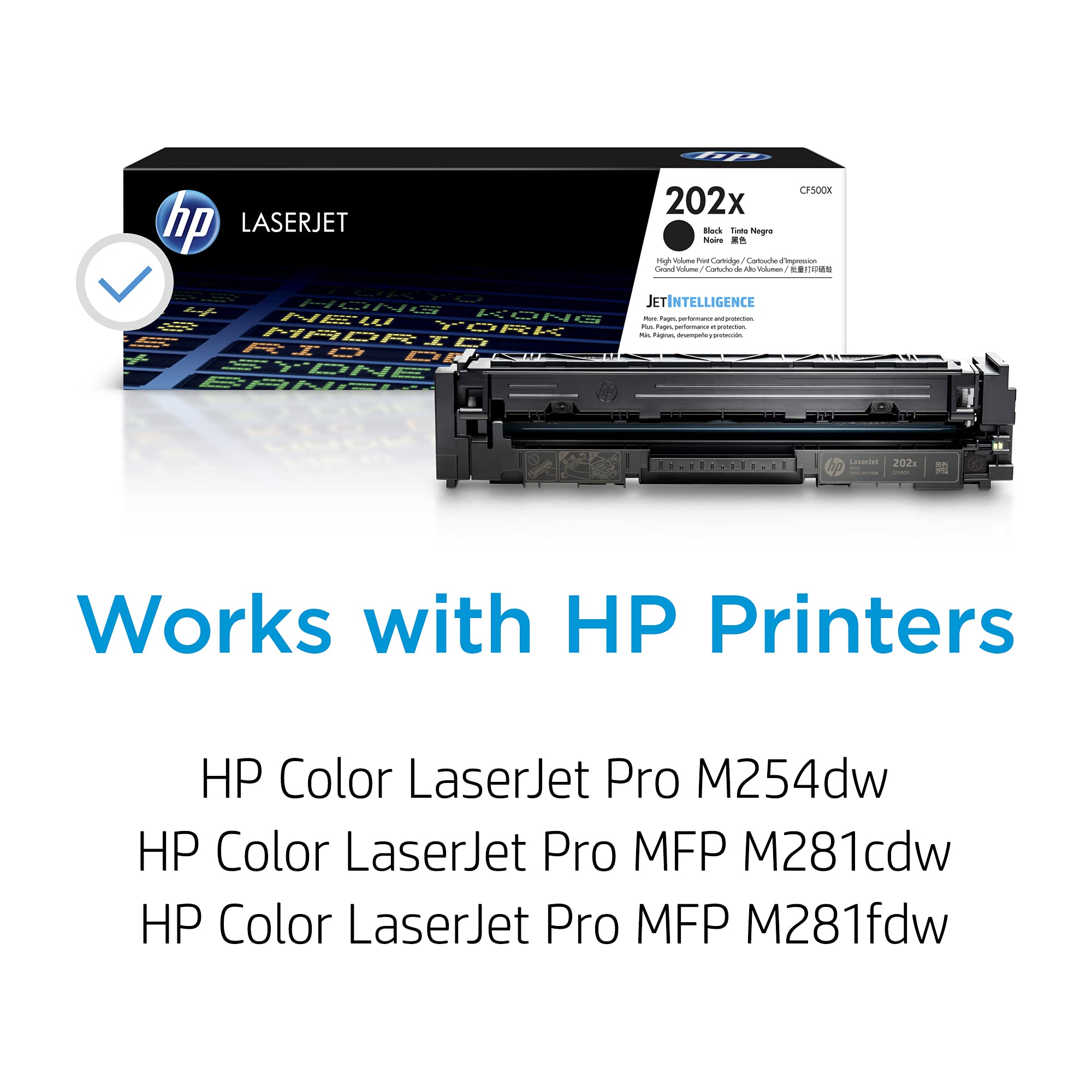 HP 202X Black High-yield Toner Cartridge ,Works with HP Color LaserJet Pro M254, HP Color LaserJet Pro MFP M281 Series CF500X