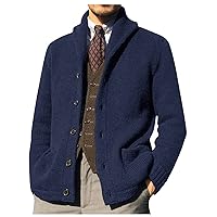 Dudubaby Fall Sweaters for Mencardigan Sweaters for Men Casual Shawl Long Sleeve Button Up Knited Sweaters