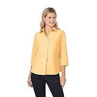 Foxcroft Women's Gwen 3/4 Sleeve Solid Pinpoint Blouse