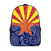 Paisley Arizona State Flag Travel Backpack 16 in Laptop Bag 2 Compartment Rucksack Business Daypack for Work Office
