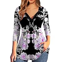 Blouses for Women Dressy Casual Loose Sexy Cross V Neck Long Sleeve Shirts Trendy Spring Beatiful Print Pullover Tops