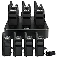 Retevis RT22 Mini Walkie Talkie(10 Pack) with 6 Way Multi Gang Charger(1 Pack), Two Way Radio Long Range, Portable 2 Way Radio, VOX Handsfree, Walkie Talkie for Restaurant School Manufacturing