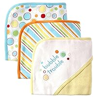 Luvable Friends Unisex Baby Cotton Terry Hooded Towels, Yellow, One Size