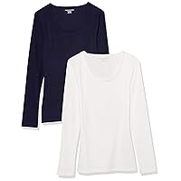 Amazon Essentials Women's Slim-Fit Scoop Neck Rib Sweater (Available in Plus Size), Pack of 2