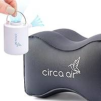 Circa Air Inflatable Knee Pillow (Gray) and Mini Pump Bundle - Travel Knee Pillow for Side Sleepers, Sciatica Relief, or Joint Pain + Rechargeable USB Mini Air Pump, Small Portable Travel Pump