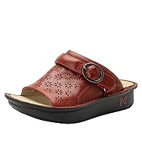 Alegria Womens Klover - Leather Adjustable Slide - Timeless Comfort, Arch Support and Stylish Women's Shoe for Easy Step In - Slip-Resistant - Nursing and Healthcare Professionals