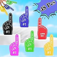 48 Pcs Mini Foam Fingers Bulk Set, Sports Fan Foam Finger for Sports Events, Games, Tailgate Parties, School Spirit, Cheerleading, Fan, Stadium Gear, We're Number 1, Let's Go (Multi Colors)