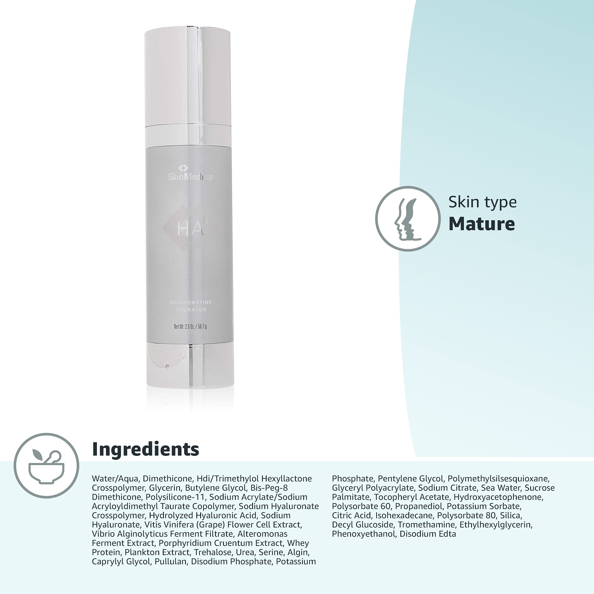 SkinMedica HA5 Rejuvenating Hydrator Hyaluronic Acid Serum for Face with Five Types of Hyaluronic Acid that Smooth Fine Lines and Wrinkles, For All Skin Types, 2 Oz