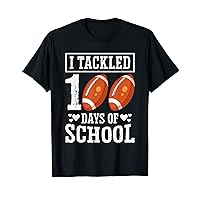 I Tackled 100 Days of School Football Gifts Boys 100th Day T-Shirt
