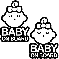 TOTOMO Baby on Board Sticker for Cars Funny Cute Safety Caution Decal Sign for Car Window and Bumper No Magnet - Sleeping Baby Girl with Ribbon (2 Pack)
