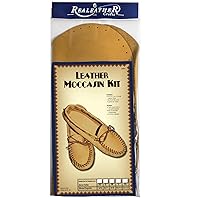 Realeather Crafts Leather Moccasin Kit, Size 10/11, Gold/Tan