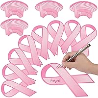 Fulmoon 500 Pcs Large Pink Paper Ribbons Breast Cancer Ribbon Fundraising Items Breast Cancer Awareness Accessories for Donation Cutouts to Support and Care for Women, 4 x 8 Inches