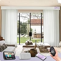 Graywind Hardwired Smart Curtains Compatible with Alexa Google Remote Control Motorized Drape for Sliding Door One-Way or Split Draw, Custom Width to 220