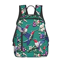 BREAUX Flower Hummingbirds Embroidery Print Large-Capacity Backpack, Simple And Lightweight Casual Backpack, Travel Backpacks