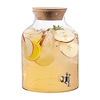 Style Setter Hammered 2.7 Gallon Glass Beverage Drink Dispenser with Cork Lid, 9.4x13.9, Clear