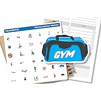 Fitness planner stickers sheet Sport weight loss calories count workout diet food habit tracker goal steps exercise calendar checklist weekly monthly 27/03 FMSH01 (Stickers sheet)
