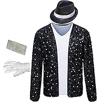 for MJ Billie Jean Jacket Halloween Costume with Glove and Hat