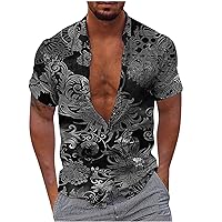 Mens Tropical Hawaiian Shirts Short Sleeve Button Down Aloha Shirts Casual Summer Beach Tshirt Relaxed Fit Travel Tee