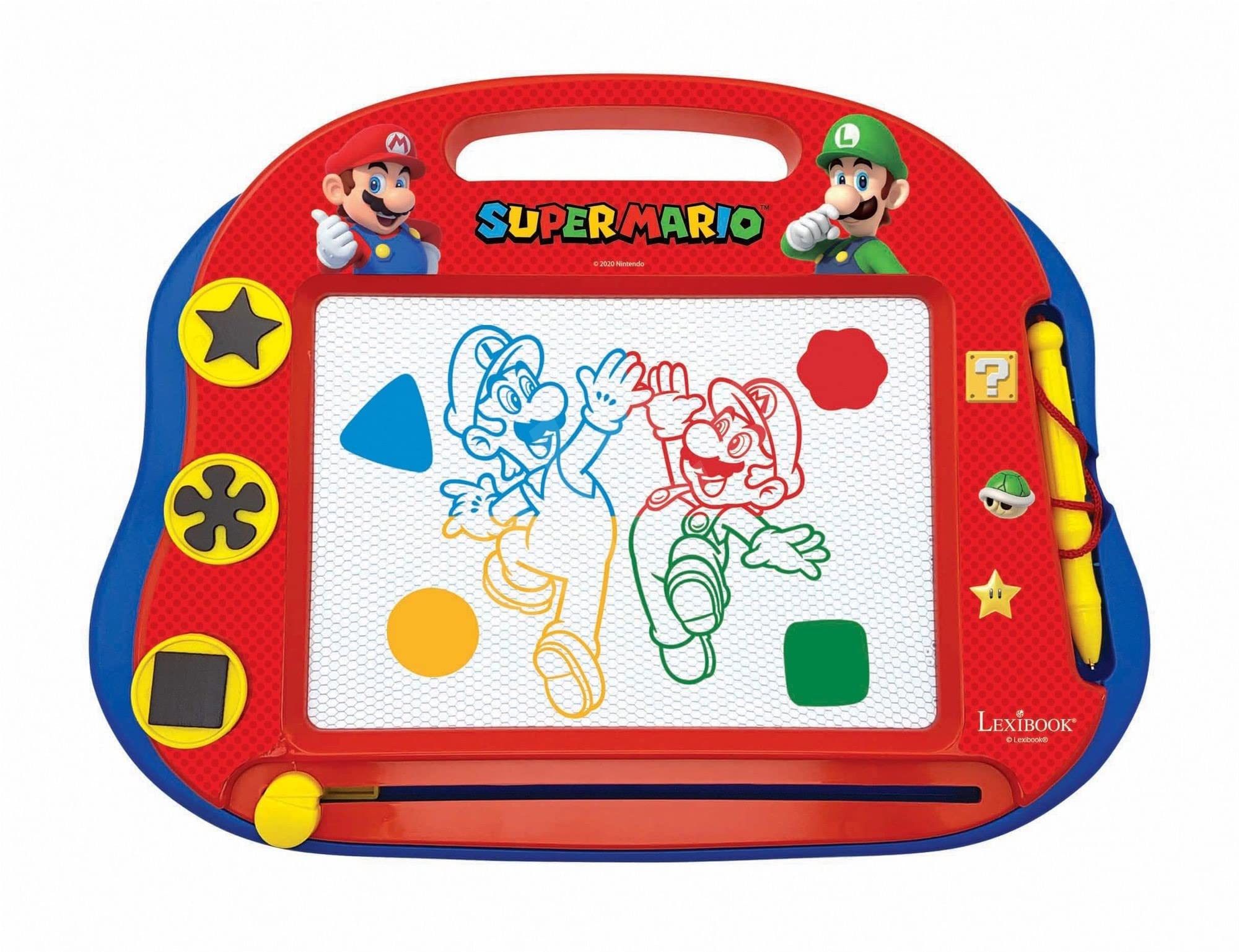 Lexibook CRNI550 Super Mario Brothers Multicolor Magic Magnetic Nintendo Drawing Board, Artistic Creative Toy for Girls and Boys, Stylus Pen and Stamps, Red/Blue