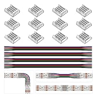 BTF-LIGHTING 4 Pin 10mm 0.39in Width Transparent Connector Kit 8pcs Corner Connector 4pcs Gapless Solderless Connector 4pcs 5.9in Long 22AWG Extension Wires Support WS2815 WS2813 etc SMD LED Strip